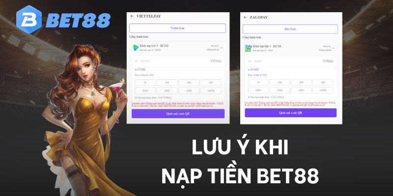 Những lưu ý quan trọng giúp bạn nạp tiền Bet88 thành công