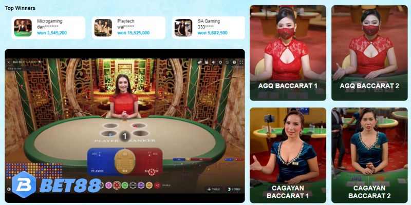 Sảnh AG casino là nhà cung cấp tựa game casino đáng tin cậy cho Bet88